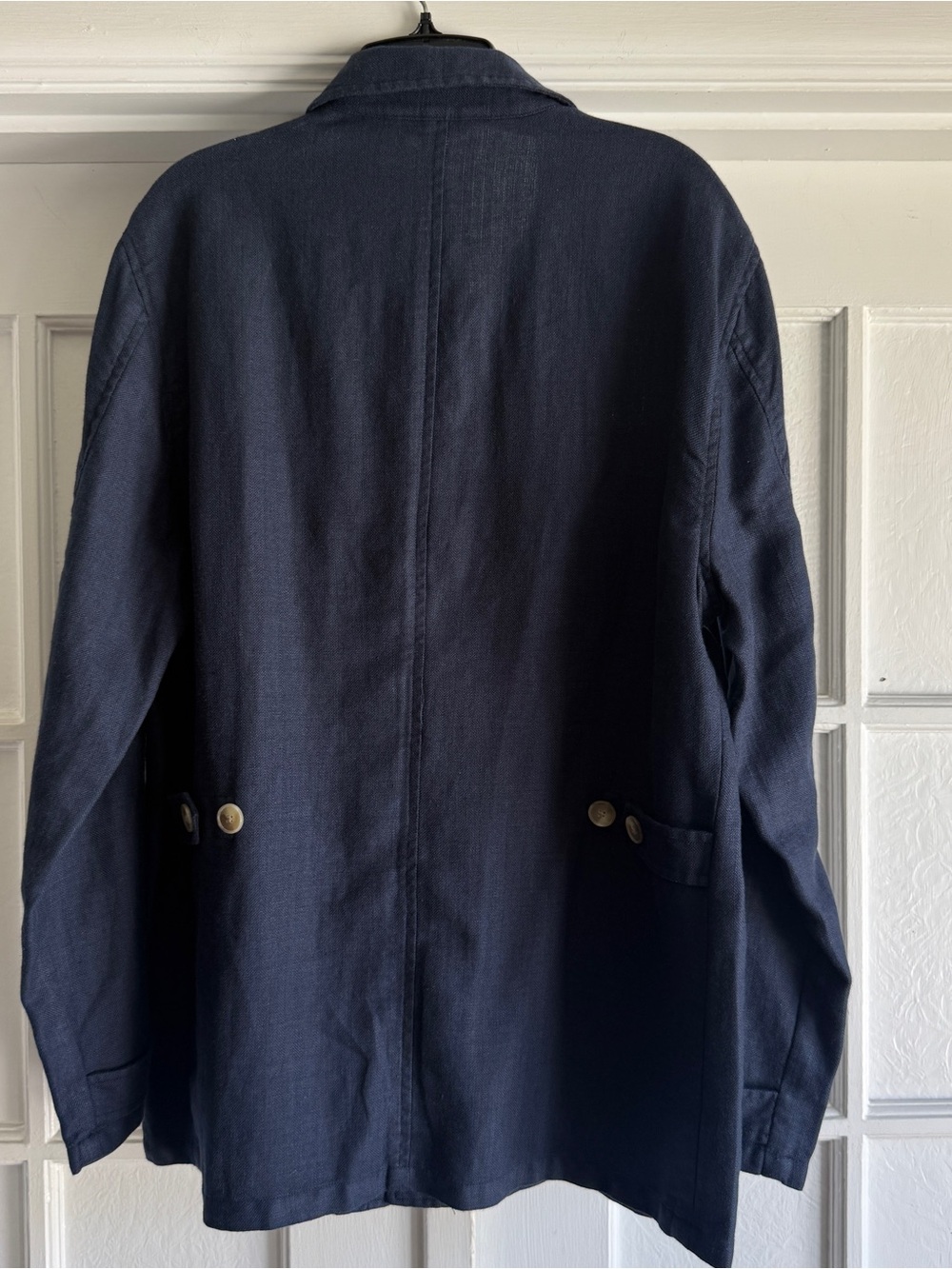 J.McLaughlin Italian Fabric Navy Linen Blend Safari Jacket Men’s Medium - Picture 2 of 4